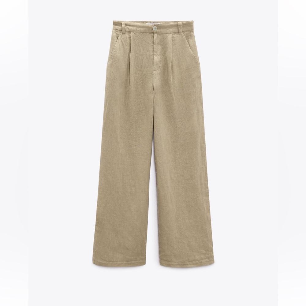 NWT Zara linen light khaki pant XS 7862/500